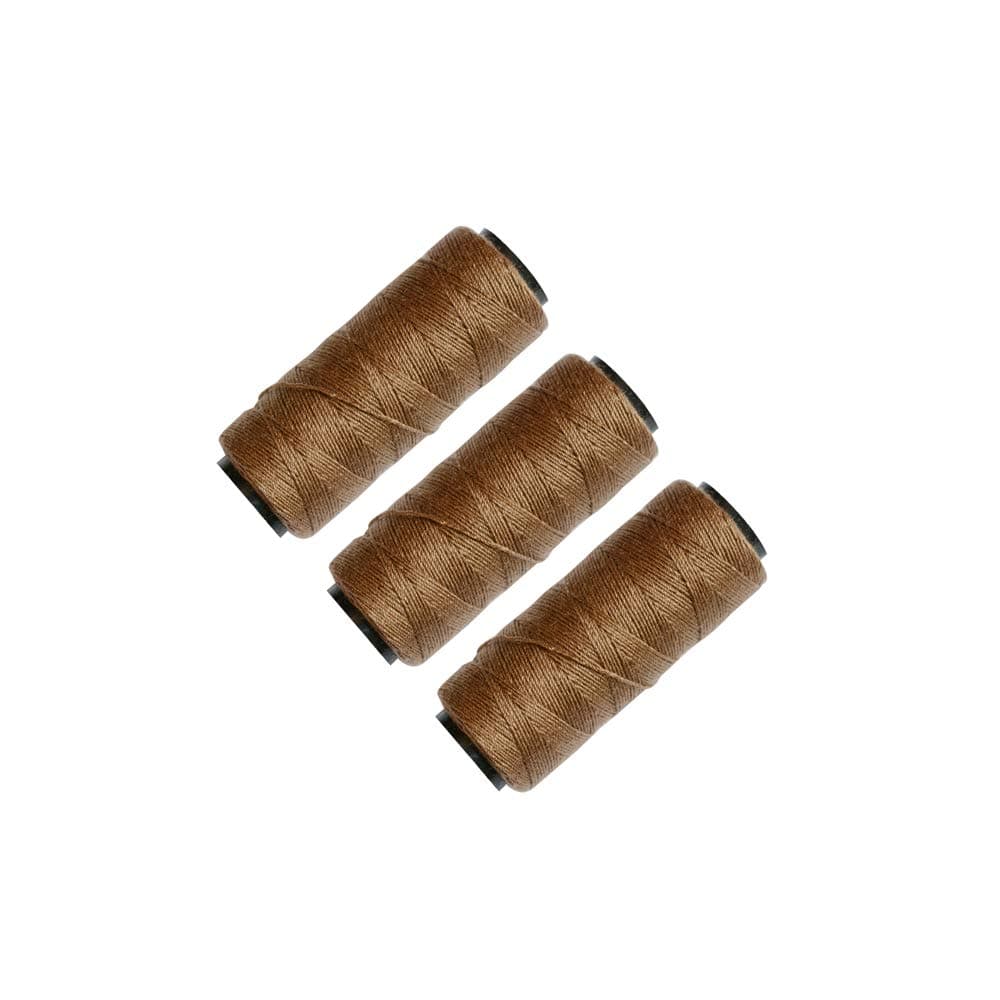 3 Rolls Sewing Threads Weaving Threads Using for Hand Sewing Hair Weft Hair Extensions Wig DIY (Khaki)