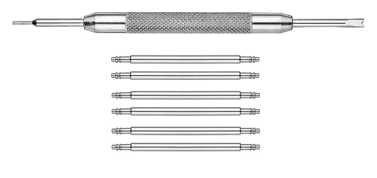 STUNNING SELECTIONAlpine 6 pcs Stainless Steel Spring Bars with Spring Bar Removing Tool - Sizes 8mm to 38mm