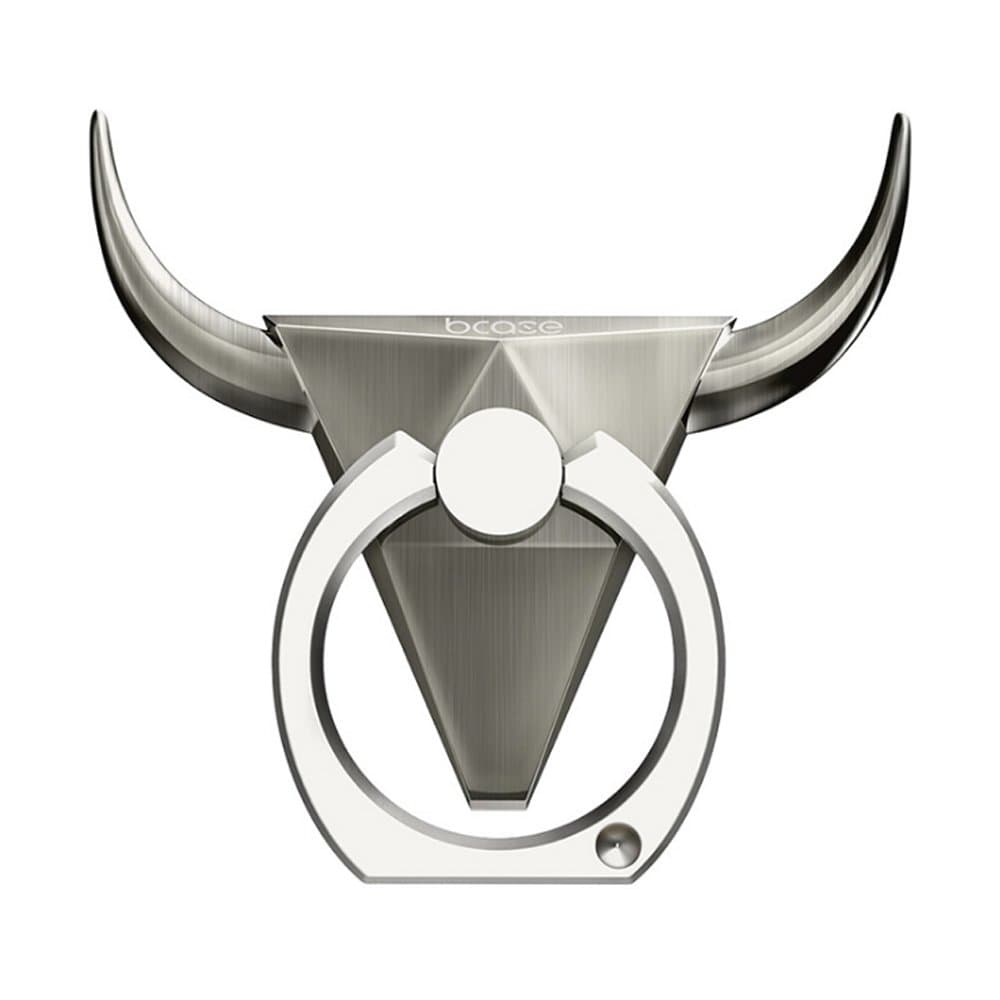 Finger Ring Stand, Bcase Universal 360° Rotating Full Metal Cell Phone Finger Grip Ring with Bull Design Phone Holder Kickstand for iPhone 7 Plus 6 6S 5 Samsung iPad iPod Tablet (Silver)