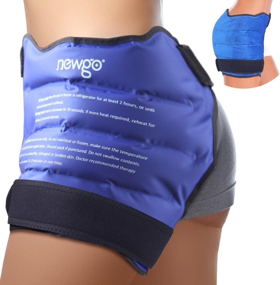 Hip Ice Pack Wrap After Hip Replacement Surgery, Gel Cold Therapy Pack Reusable Soft Plush Lined Ice Wrap for Sciatica, Injuries Pain Relief, Bursitis & Swelling - Blue
