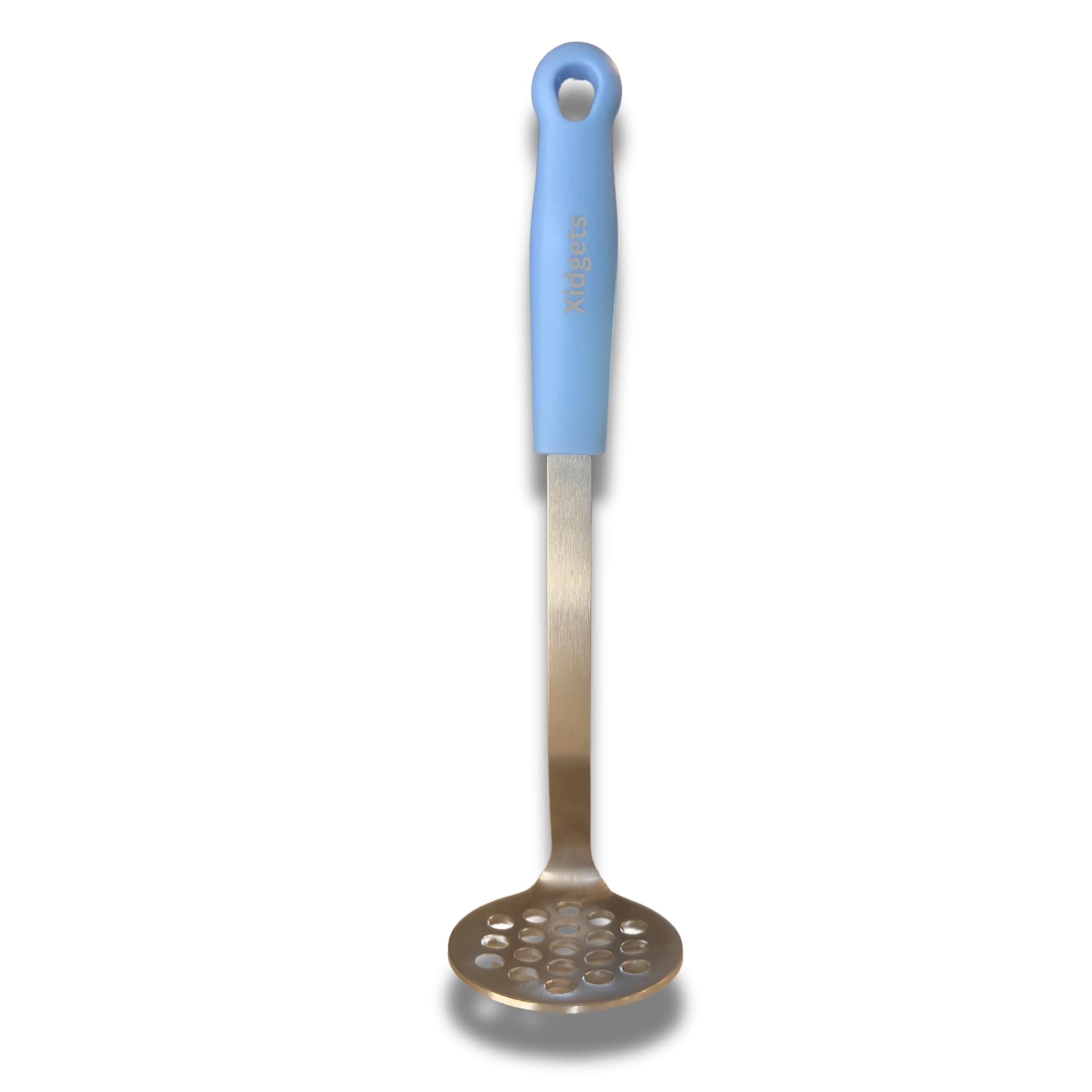 XidgetsMedium Small Potato masher Egg & Avocado Masher. Sturdy design, comfortable grip, Dishwasher Safe. Stainless steel, lightweight kitchen essential. (Sky Blue)
