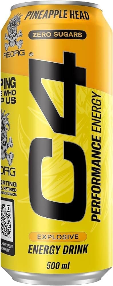 C4 Pineapple Head Zero Sugar Sparkling Energy Drink 500ml (Imported United Kingdom)