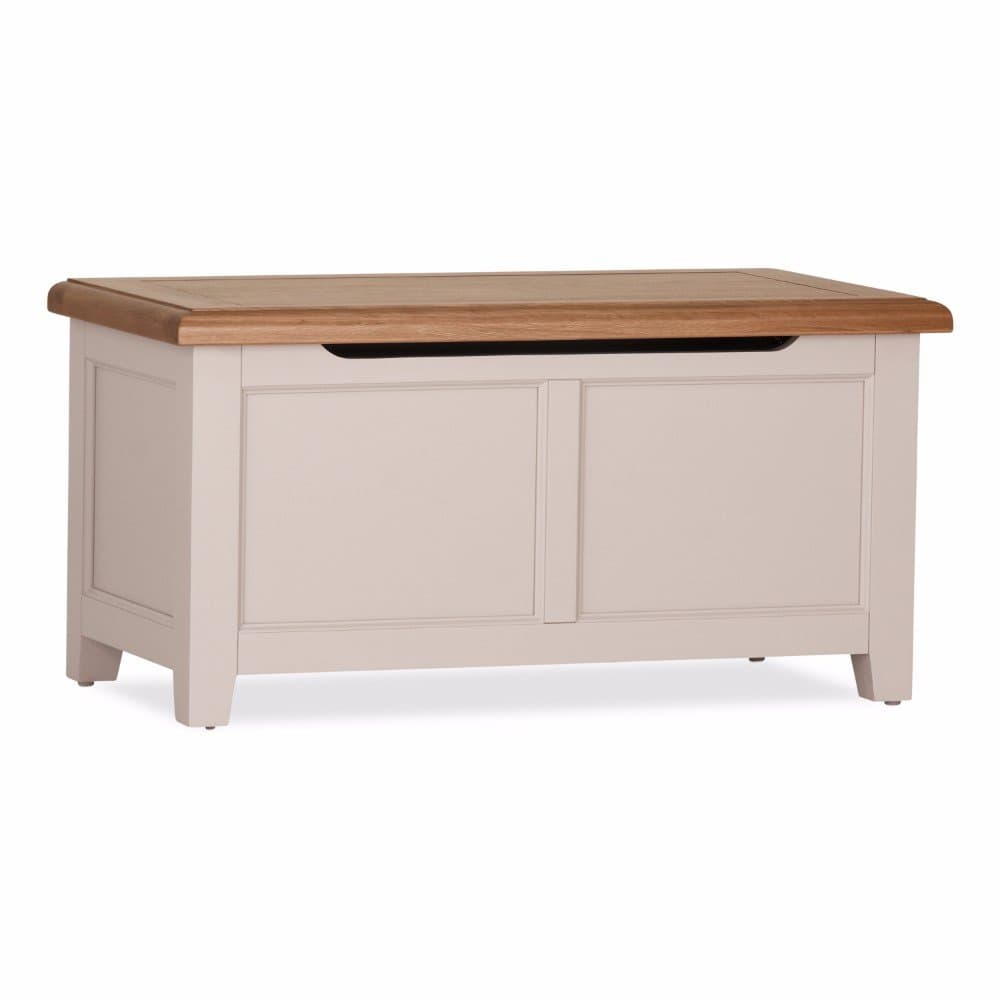 Elegant Oak Ventry Blanket Box, Wood, Grey