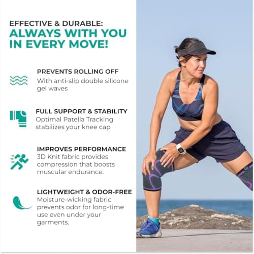 MODVEL 2 Pack Knee Brace | Knee Compression Sleeve for Men & Women | Knee Support for Running | Medical Grade Knee Pads for Meniscus Tear, ACL, Arthritis, Joint Pain Relief.