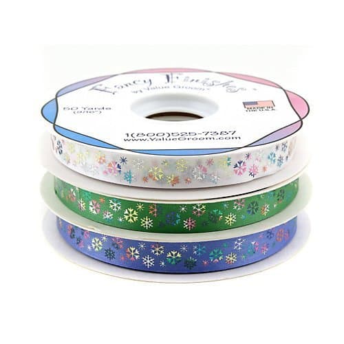 Snowflakes Confetti Ribbon Blue