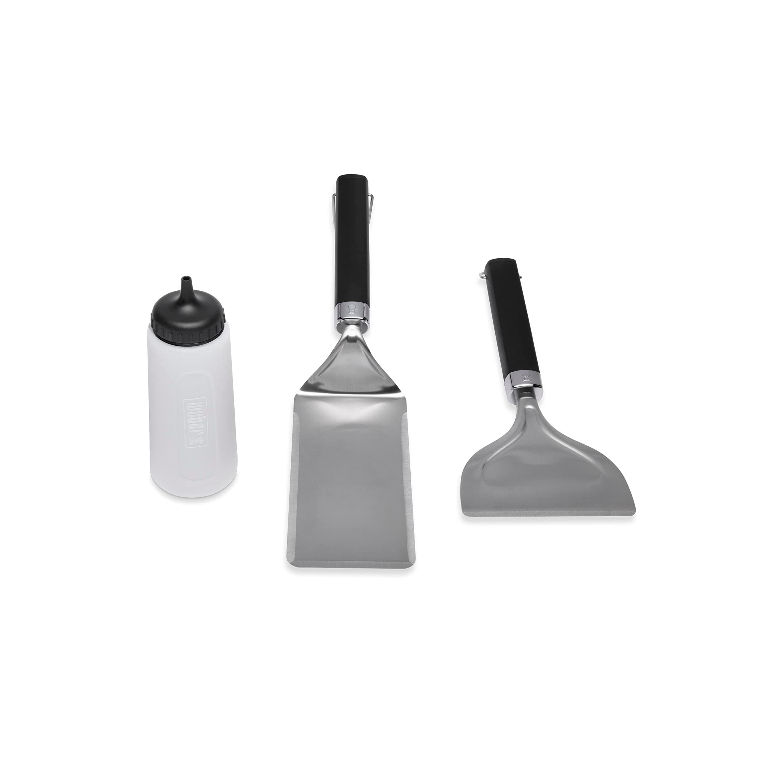 Weber Griddle Starter 3‑Piece Tool Set – Stainless Steel Spatula, Scraper & Squeeze Bottle for Griddle Cooking, Pancakes, Smash Burgers & Outdoor Flat‑Top Grilling