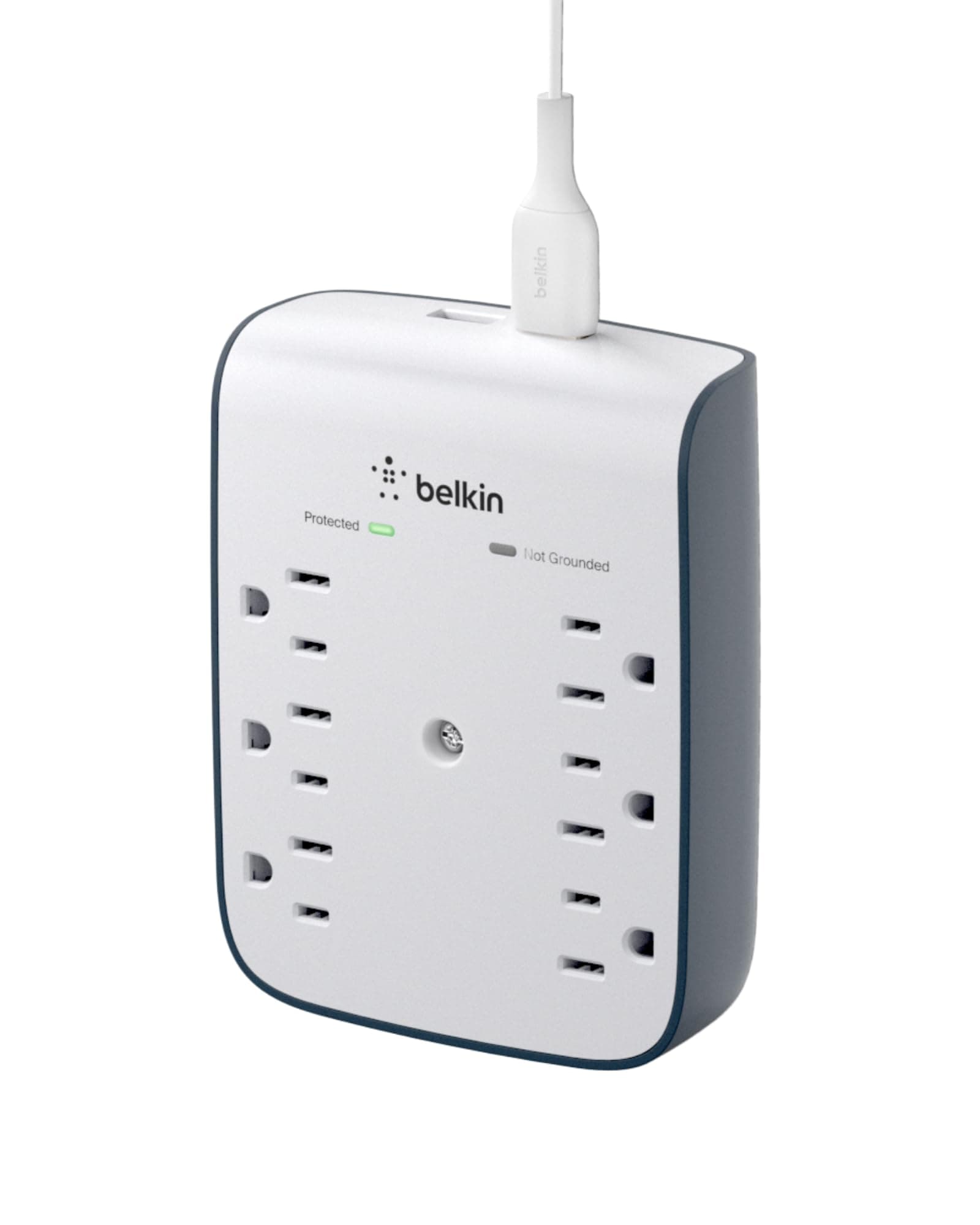 Belkin 6-Outlet Wall Surge Protector w/ 2 USB-A Port for Home, Office, Travel, Computer Desktop, Laptop, Phone Charger, & More - 900 Joules of Protection
