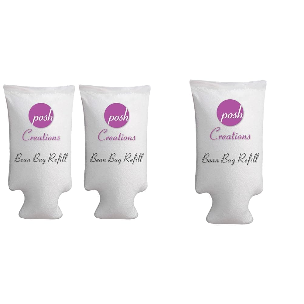 Posh Creations 2-Pack 200L EPS Bean Bag Refill and 100L EPS Bean Bag Refill with EZ-Pour Zipper Spout, White