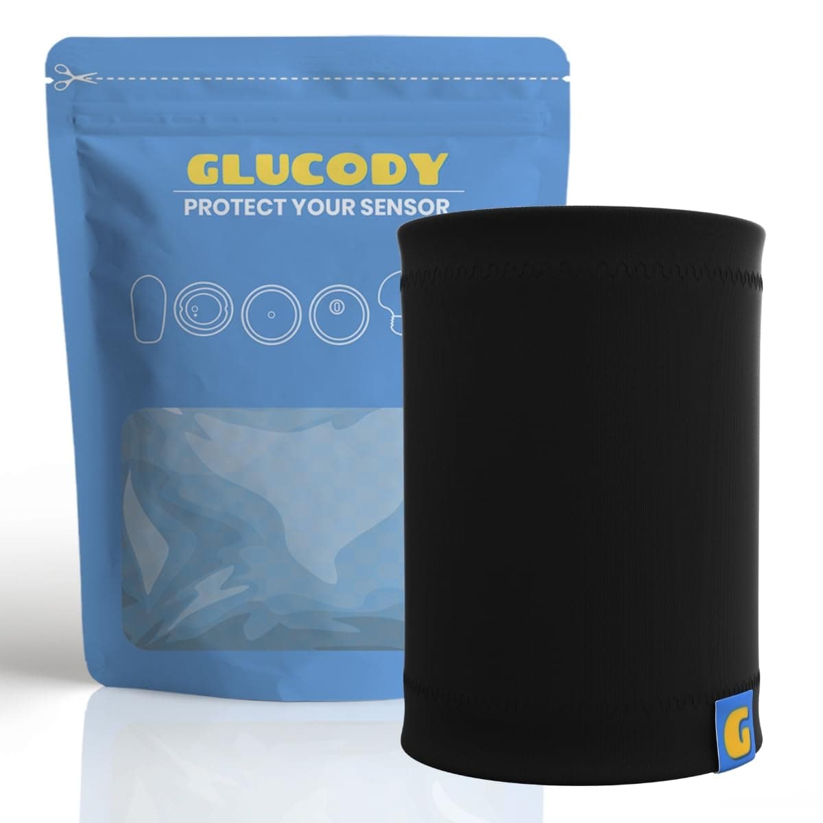 GLUCODY Freestyle Libre 2 / Suitable for All Sensors / Soft and Comfortable Diabetes Sensor Armband (Black, L (31-36 cm))