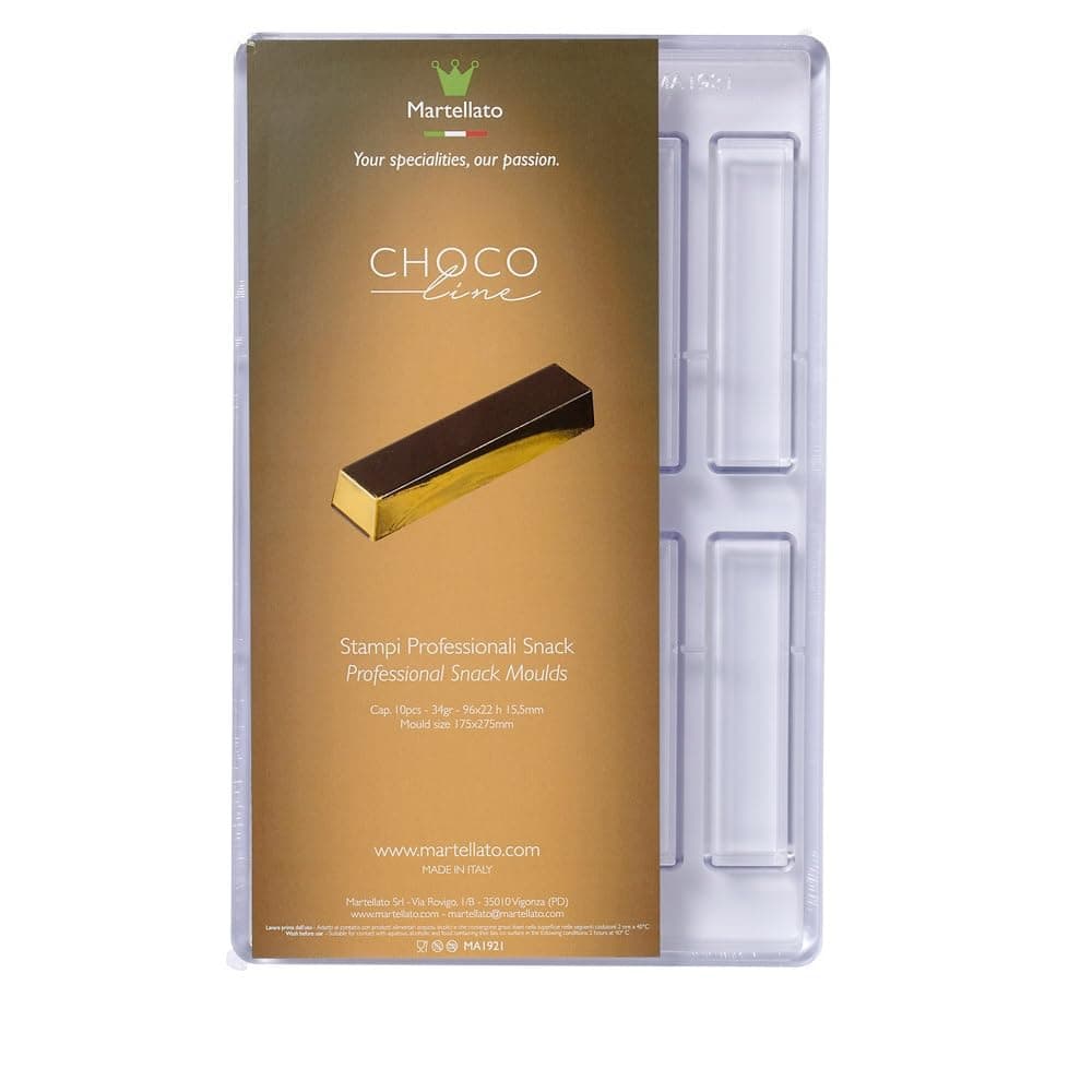 Polycarbonate Chocolate Mold, Rectangle/Half-Round Bar Rectangle 96mm transparent MA1921