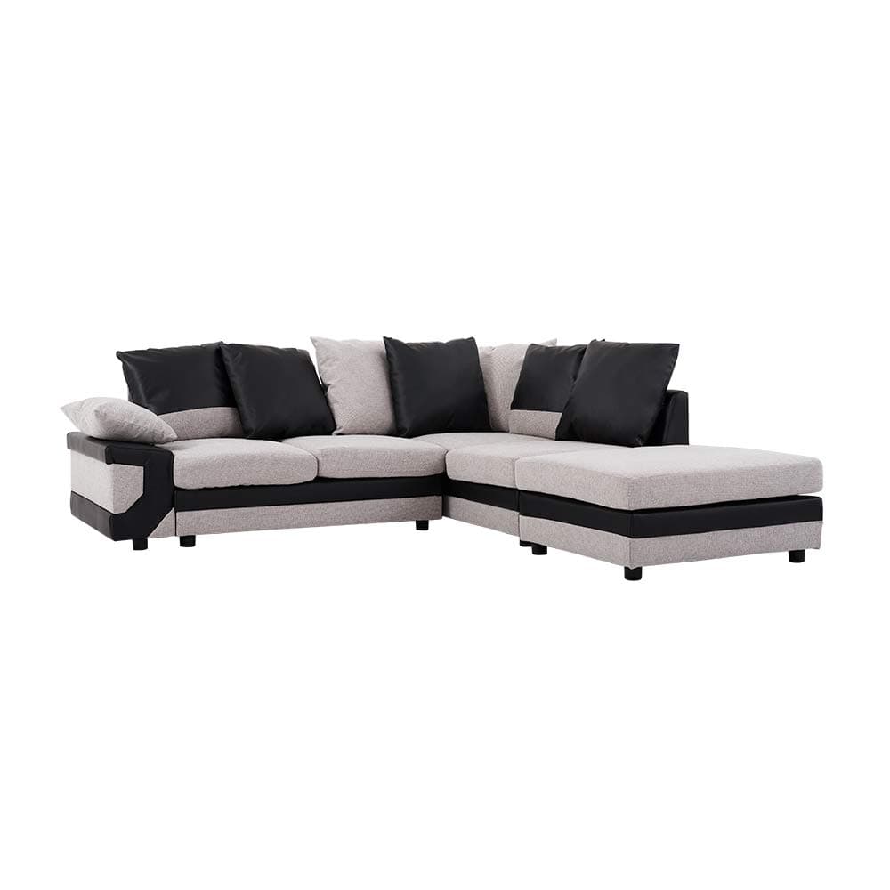 Tuff Concepts Multifunctional Large Corner Sofa Fabric Settee Left Hand Right Hand Living Room Furniture (Black+Grey)