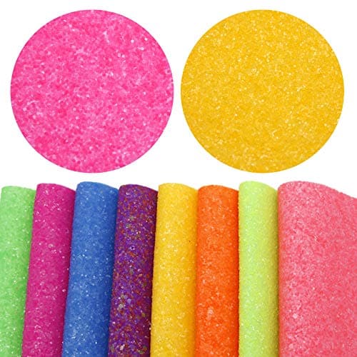 David accessories Chunky Crude Glitter Faux Leather Sheets Solid Color Synthetic Leather Fabric Set 8 Pcs 7.7" x 12.9" (20 cm x 33 cm) for DIY Earrings Bows Making (Rainbow Solid Color)