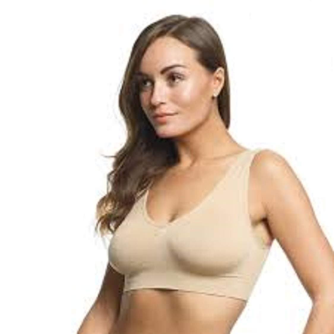 Belvia (Comfia) Ultra Comfortable Seamless Bra (Beige) Medium