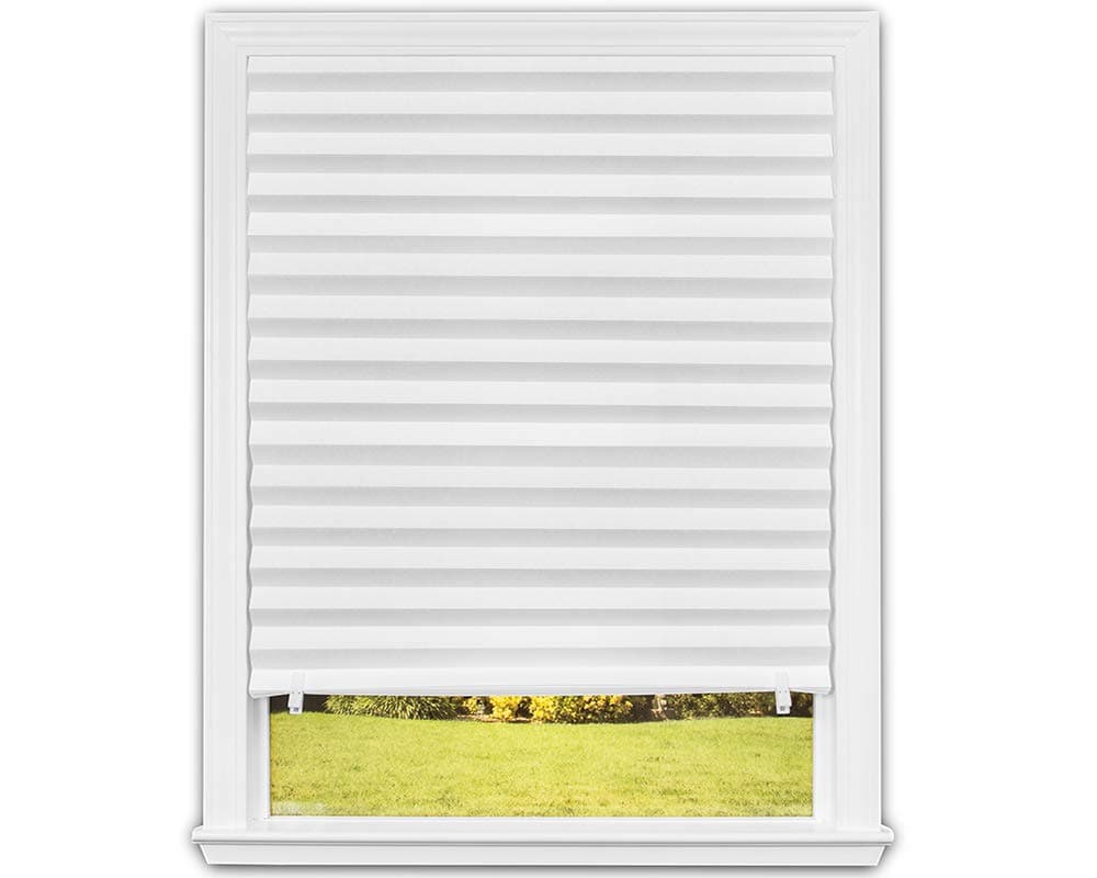 No Tools Original Light Filtering Pleated Paper Shade White, 36" W x 72" L, 6 Pack