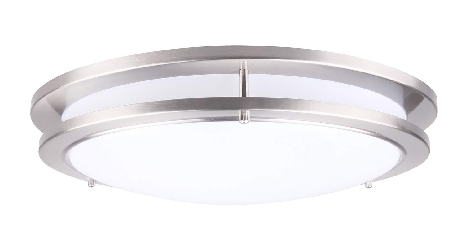 CORAMDEO 15 Inch LED Satin Nickel Ceiling Flush Mount Light for Hallways, Bedrooms, Entry, Built in LED Gives 200W of Light from 27.5W of Power, 1925 Lumens, 4K, Dimmable, Nickel Finish, Acrylic Lens