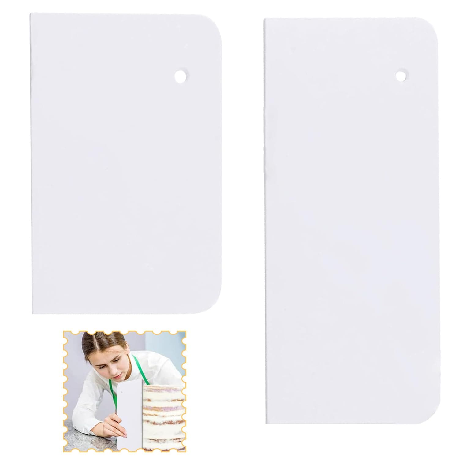 2Pcs Professional Cake Decorating Set, Durable Plastic Pastry Scrapers for Baking, Icing, and Fondant Smoothing