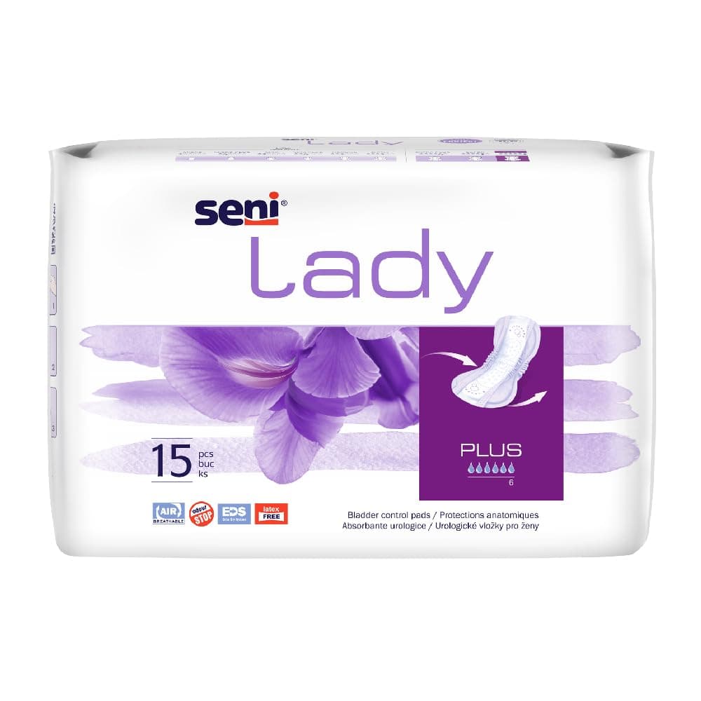 Seni Lady Plus Bladder Control Pads | Moderate Incontinence | Highly Absorbent, Skin Friendly | Size 420 mm | Pack of 1 | 15 Pcs Each