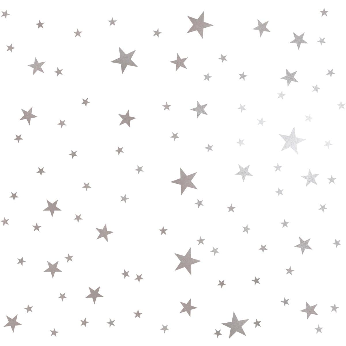 Star Wall Decals (189 Count) Silver Star Nursery Removable Peel and Stick Wall Decals, Vintage Silver