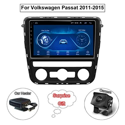 9 inch HD Touch Screen GPS Navigation Android 8.1 Car Stereo, for Volkswagen Passat 2011-2015 Support Bluetooth/Mirror Link/Steering Wheel Control (Contain Camera/Car Heater)
