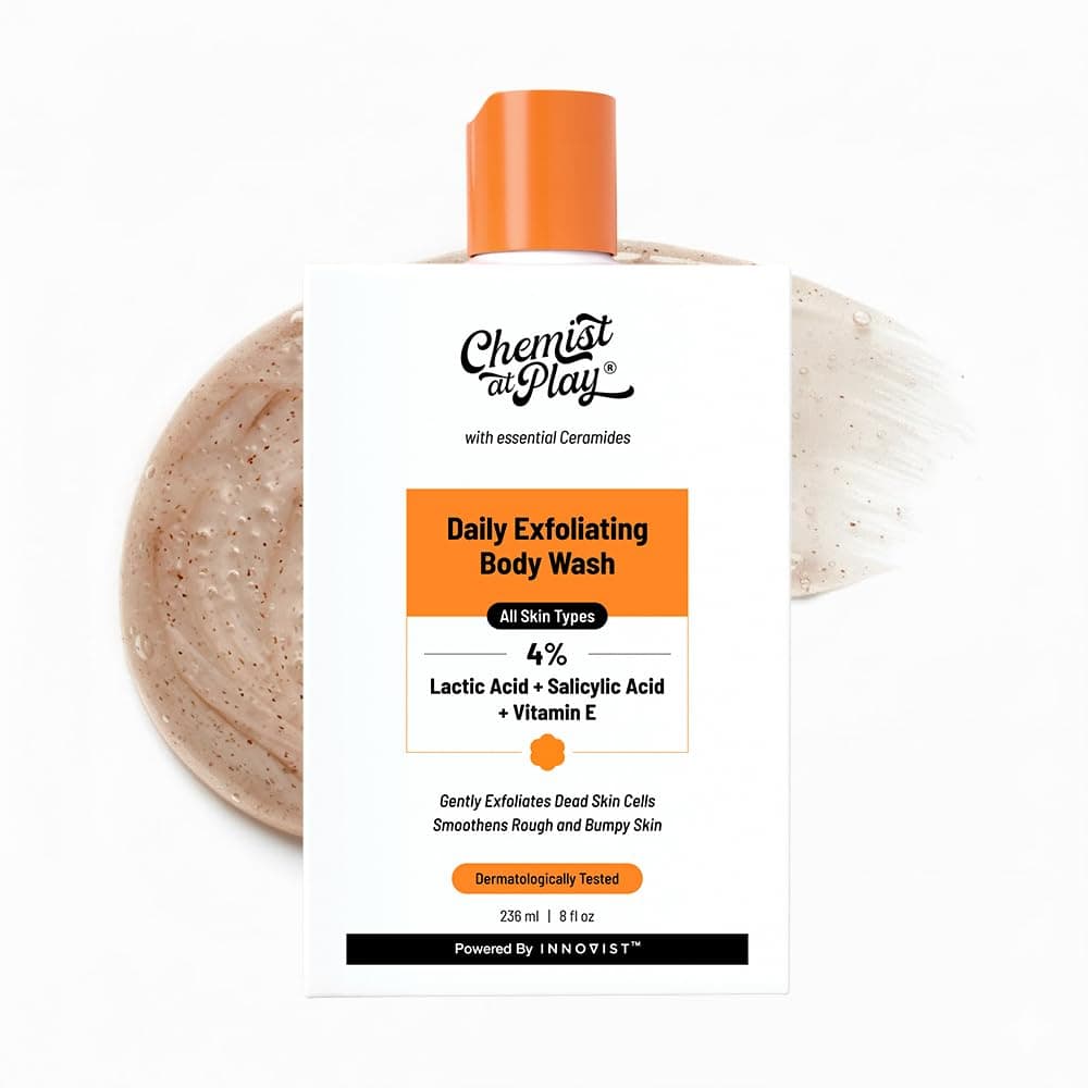Body Wash Exfoliating for Dry Rough Bumpy Strawberry Skin with 1% Salicylic Acid 2% Lactic Acid and Ceramides for Men and Women | 236 ml