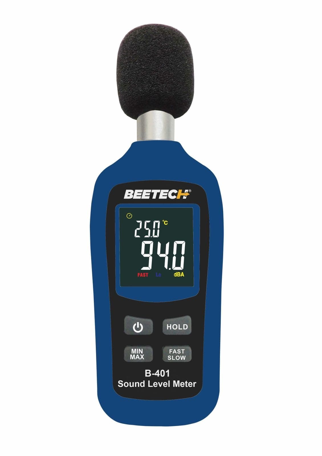 B-401 Sound/Decimal Level Meter with 35-135B Range, Measures Ambient Temperature with Color LCD Display and Backlight, CE and RoHS Compliant