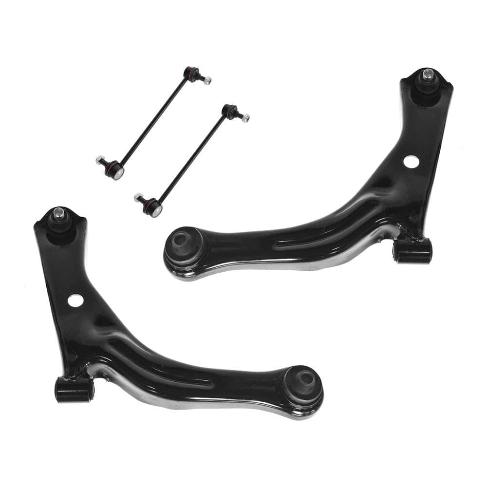 TRQ 4 Piece Suspension Kit Front Lower Control Arms w/Ball Joints Sway Bar End Link Compatible with 2001-2004 Ford Escape Mazda Tribute