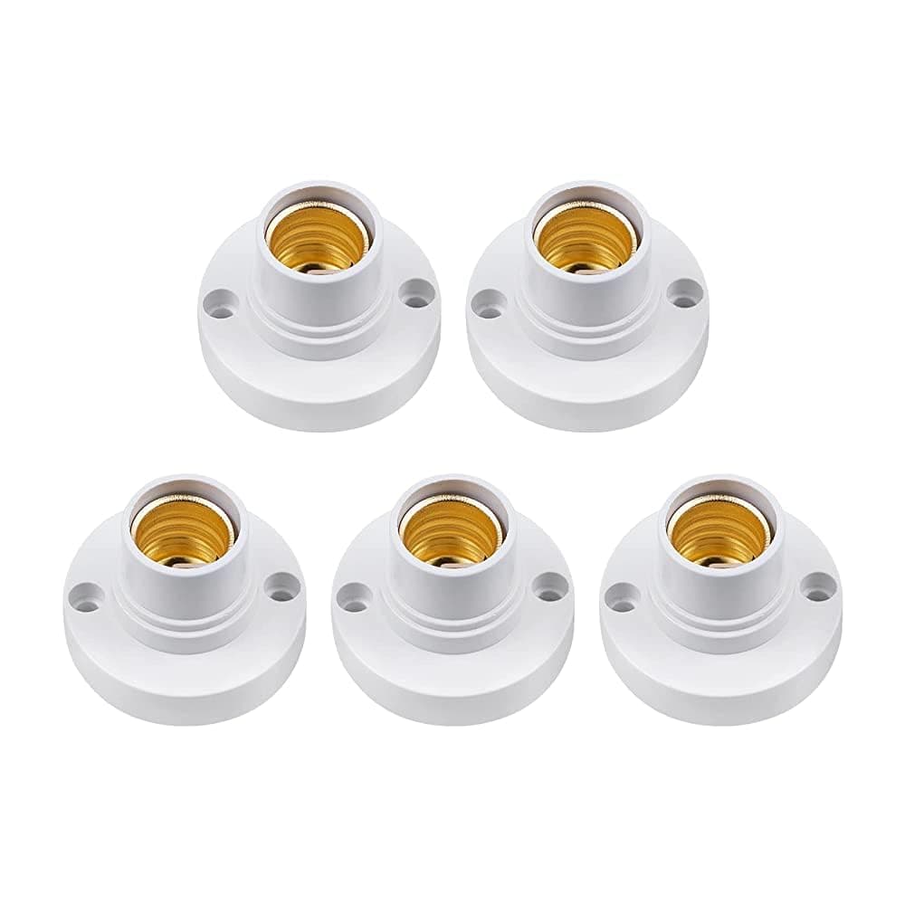 E14 Lamp Holder, Bonlux E14 Edison Screw Light Bulb Holder, Plastic Ceiling Lamp Socket Holder, E14 Wall Socket, AC 85-265V, White, 5-Pack