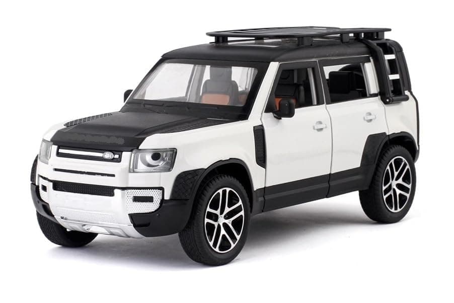Sky Tech® Big Size Land Rover Defender 1:24 Scale Model Exclusive Alloy Metal car Pull Back Die-cast Metal Toy with Openable Doors & Light Music Best Gifts Toys Kids【Colors as Per Stock】