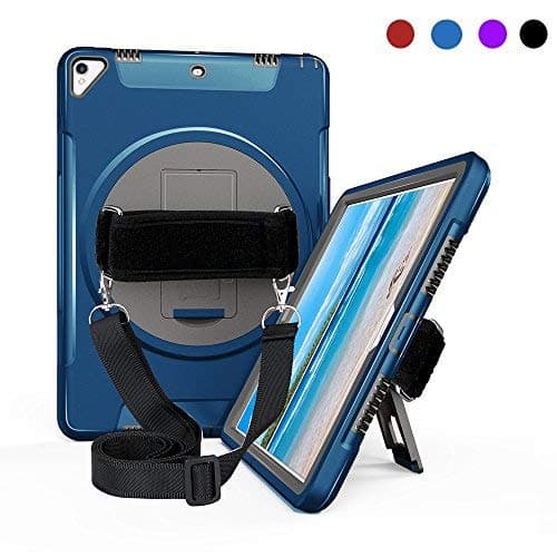 Noxm iPad Air 10.5” (3rd Gen) 2019 Case, iPad Pro 10.5 inch Case with Screen Protector, Heavy Duty Three Layer Rugged Shockproof Protective Case with 360°Swivel Kickstand, Hand/Shoulder Strap, Blue
