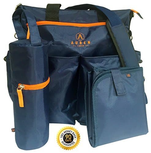 Diaper Bag by Auben - Stroller Organizer - Baby Bag - Includes Changing Mat & Bottle Bag (Blue)