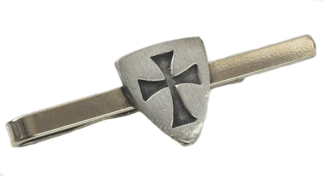 English Pewter Templar Shield Tie bar