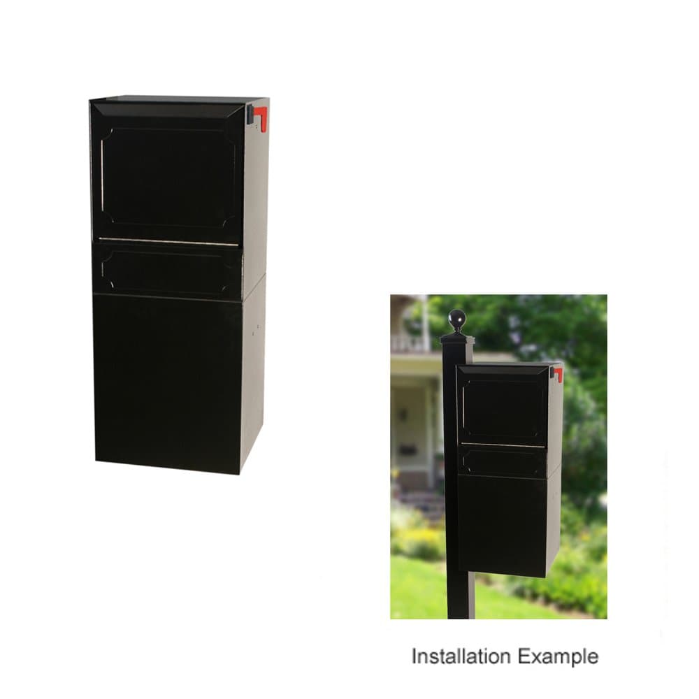 dVault® Parcel Protector Vault DVU0050 Locking Post/Column Mount Mailbox (Black)