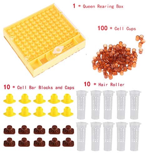 UMLIFE Queen Rearing Cup Kit System, Bee Larvae Raise Peb Box Equipment with 100 Cell Cups Tool Set, Apiculture System for Bee Breeding