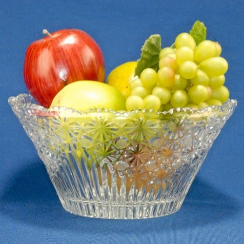 Hand Cut Crystal Clear Bowl, 8" Diameter