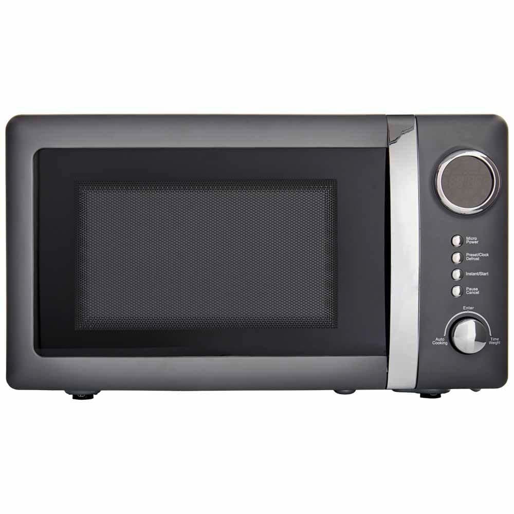 wilko Matt Grey 20L Microwave - With Defrost Function - 800W Output Microwave - 5 Power Levels - Easy to Clean - Stylish Design - 25mm Glass Turn Table