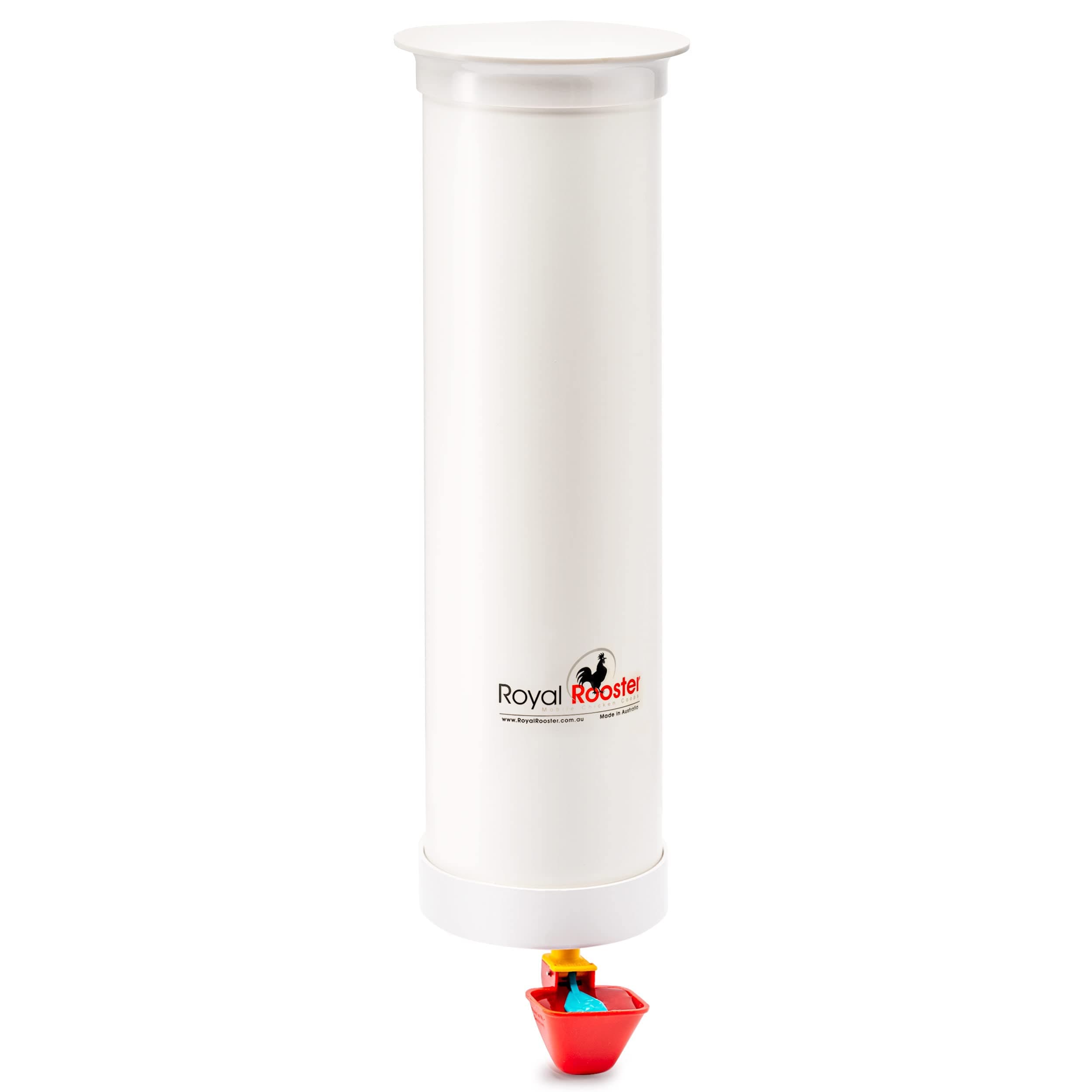 Royal Rooster 1 Gallon Automatic Chicken Waterer with 1 Gravity-Feed Valve-Operated Cup - Indoor and Outdoor Hanging Chicken, Duck and Poultry Water Dispensing System with Drinking Cup for The Coop