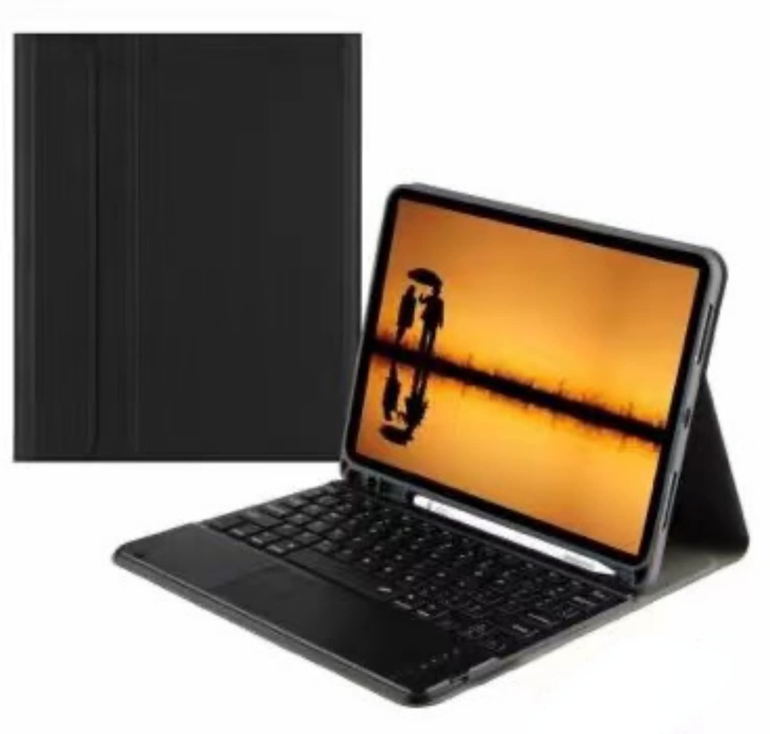 Honfomy Keyboard Case Flip Stand for 10.2 Inch 9th Gen/8th Gen/7th Gen With Touch pad Arabic and English Bluetooth keyboard Smart Trackpad Detachable Wireless with Pencil Holder iPad cover (Black)