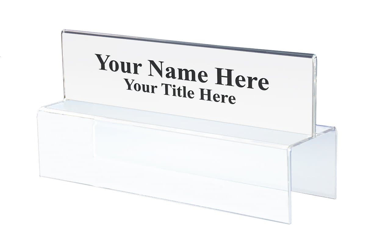– 8.5 x 2.5 Acrylic Name Plate Holder 2 1/4" Deep – Double-Sided Top-Mount Cubicle Wall Display – Clear Acrylic Desk Name Plate Holder for Office Use (10 Pack)