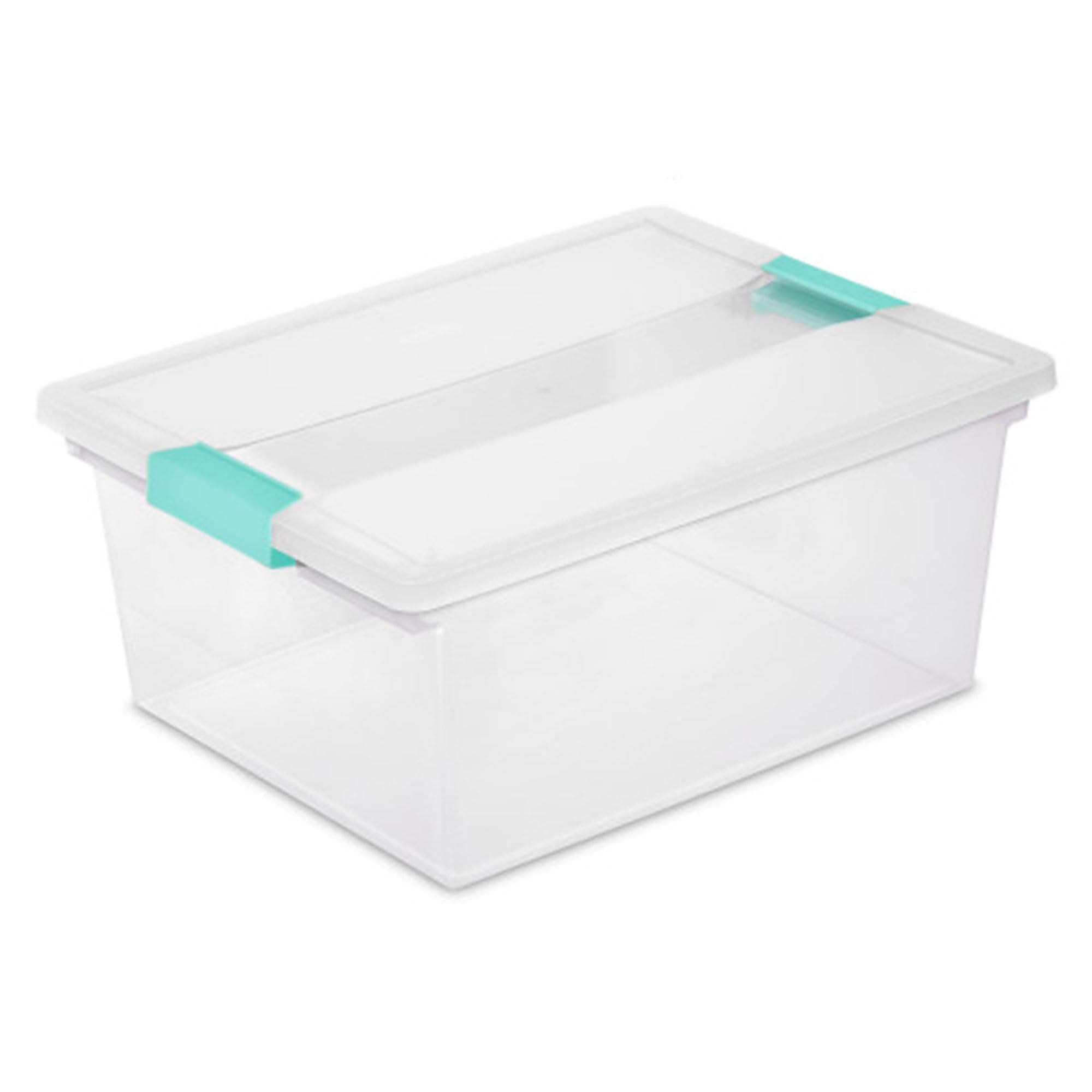 Sterilite Clear Plastic Deep Multipurpose Stackable Storage Box Organizer Tote with Indexed Latching Lid for Household or Office Organization, 16 Pack
