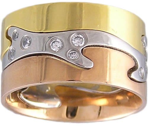 Unique Tri-Color Puzzle CZ Eternity Ring