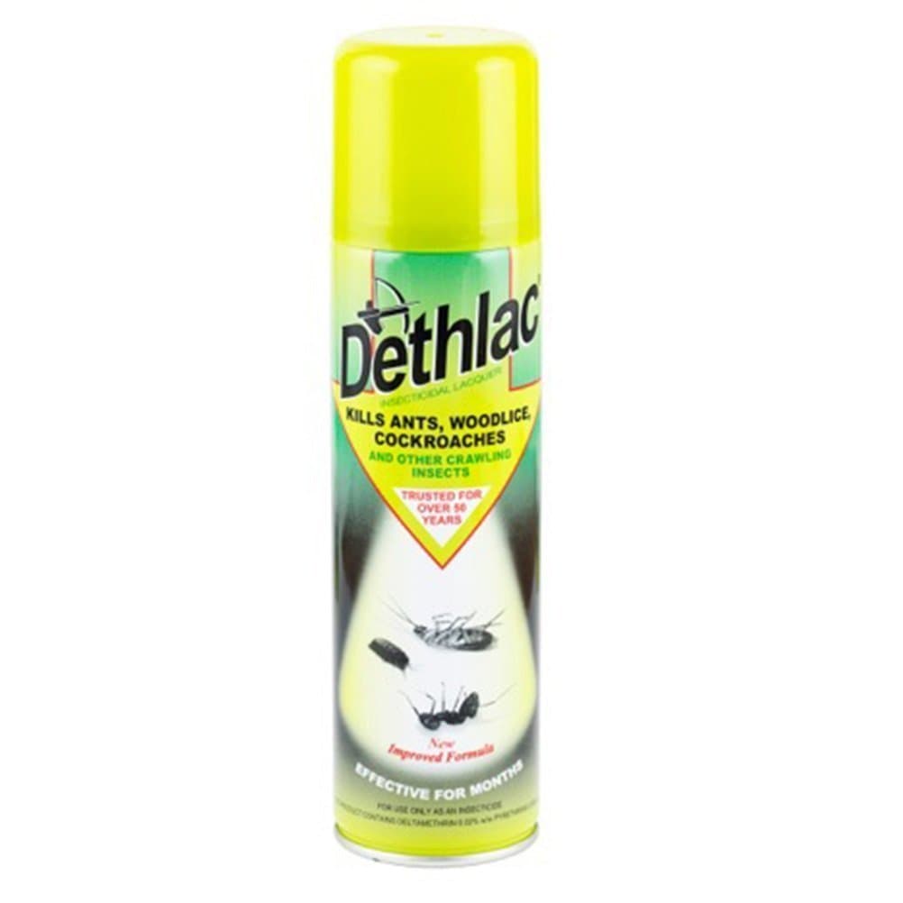 2 X Dethlac Insecticidal Lacquer (250 ml Aerosol, Controls Crawling Insects and Bugs such as Ants, Woodlice and Cockroaches, Remains Active for Months)