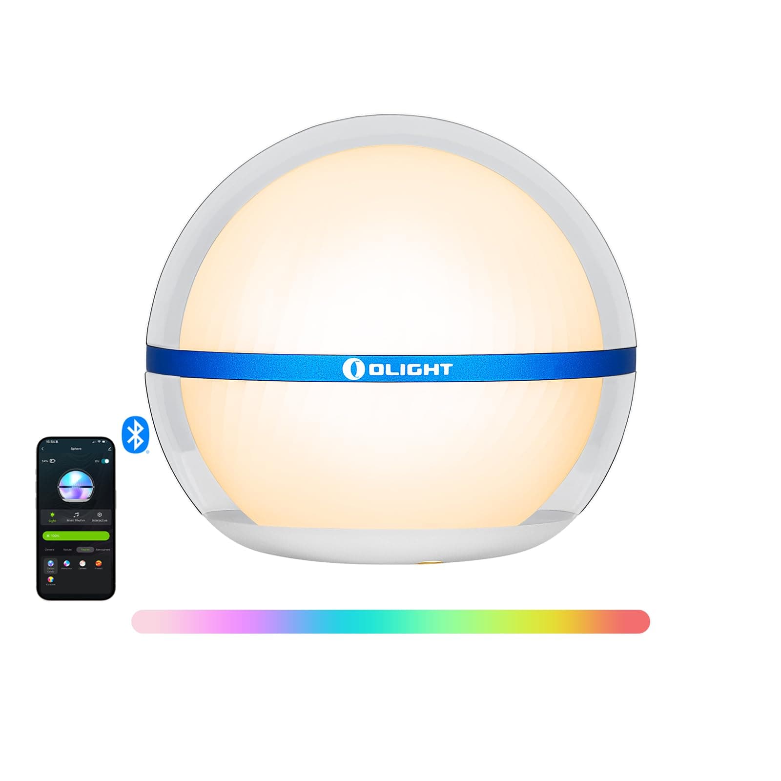 OLIGHT Sphere 75 Lumens Smart Table Lamp with APP Remote, Magnetic Rechargeable RGB Mood Lighting for Sleeping, Reading and Relaxing