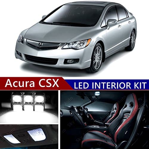 Sky Auto INC LED Premium Xenon White Light Interior Package Kit for Acura CSX 2006-2011 (10 pcs)