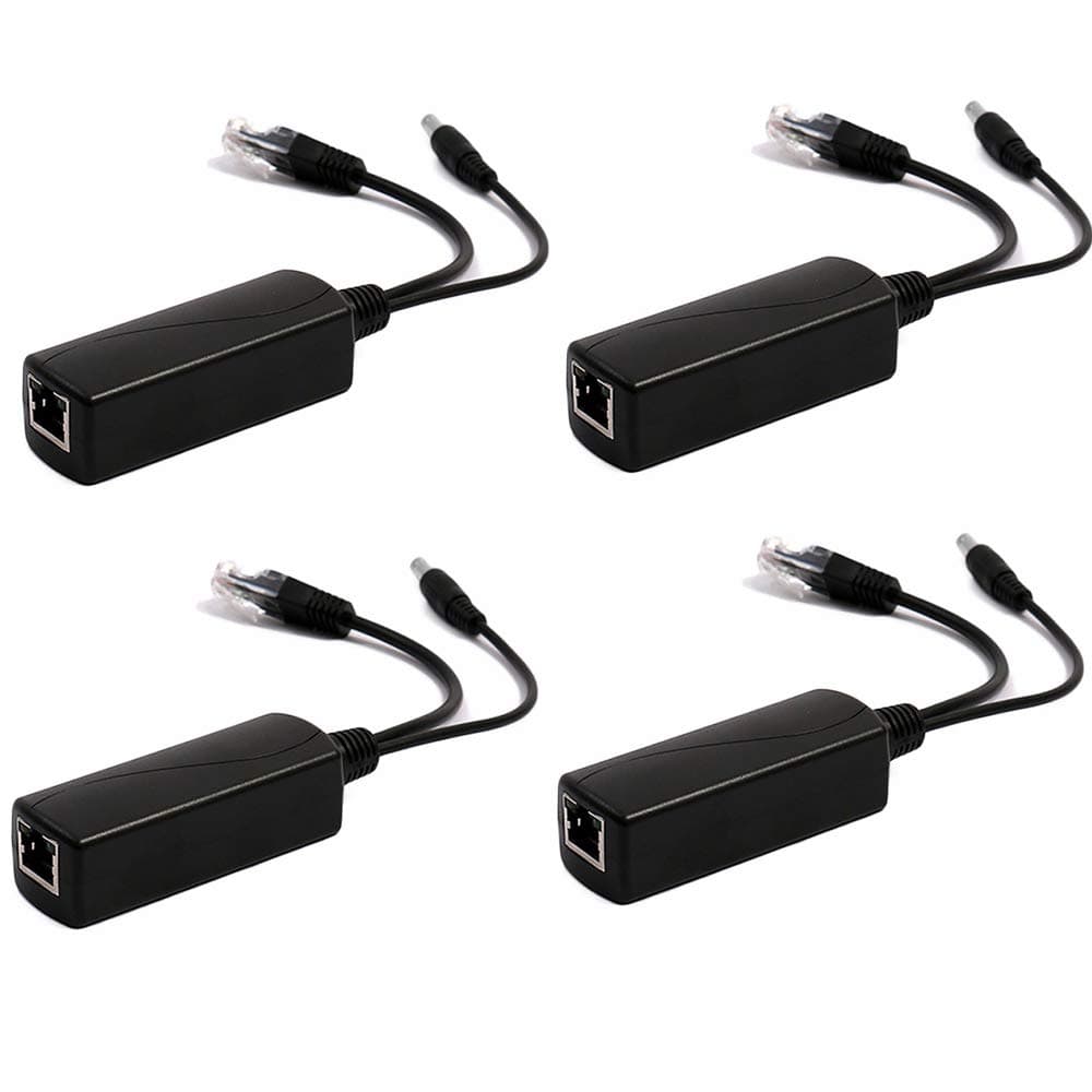Velidy 4-Pack Active PoE Power Over ethernet Splitter Adapter 24V to 12V, IEEE 802.3af Compliant 10/100Mbps PoE Splitter with 12V Output for IP Camera Wirelss AP Voip Phone