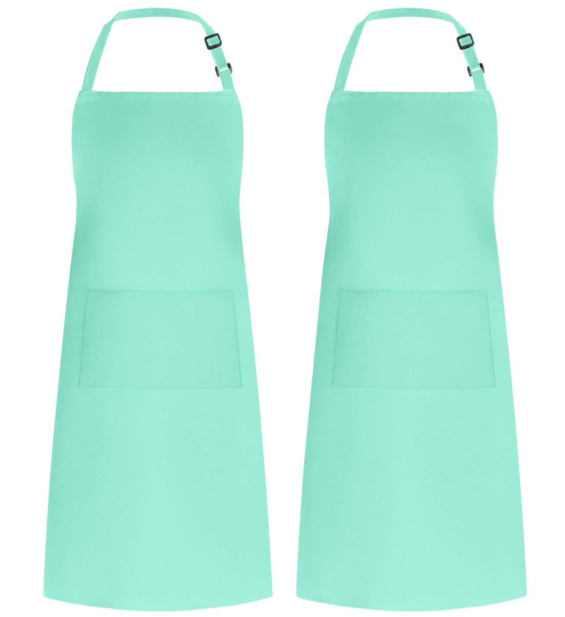Syntus 2 Pack Adjustable Bib Apron Waterdrop Resistant with 2 Pockets Cooking Kitchen Aprons for Women Men Chef, Green