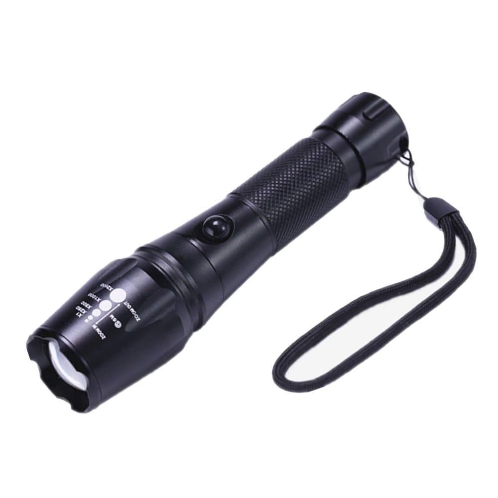 LED Tactical Flashlight,T6 High Powered Handheld Torch with Rechargeable 18650 Lithium Ion Battery and Charger , 5 Modes Zoomable Adjustable Focus For Hiking, Camping, Emergency