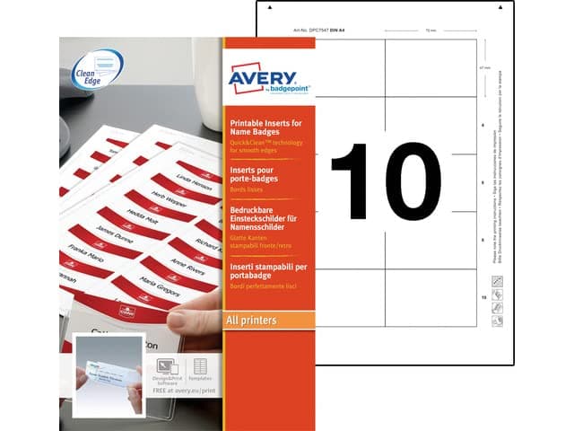 Badgepoint Name Badge Vista 47 x 75 Replacement Inserts