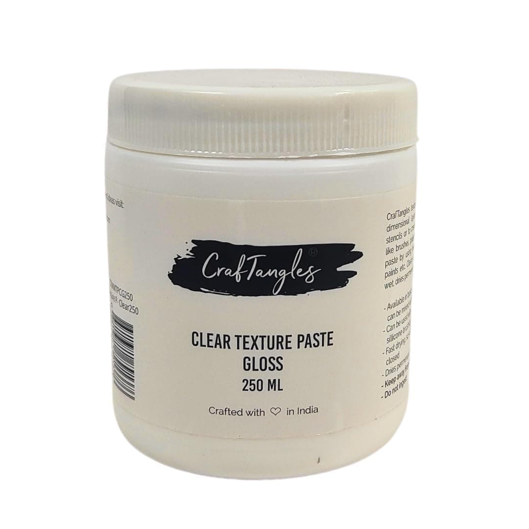CrafTangles Texture Paste - Clear (250 ml), For Art and Craft, Non Toxic, Made in India, Artist Grade, Add Texture to Art, CTMMTPCG250