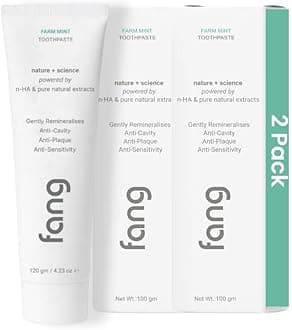 Farm Mint Natural Toothpaste|Fluoride Free Hydroxyapatite|Teeth Whitening|Heals Sensitive Teeth|Fights Cavities,Gum Diseases & Bad Breath | SLS & Chemical Free|Organic & Vegan|2x120g(Pack of 2)