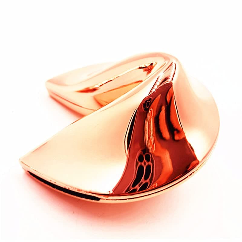 Ya.xMetal Fortune Cookie Box with Your Personalized Fortune Cookie Paper Message Included Inside, Perfect Wedding, Bridal Shower, House Warming Gift for men or women(2.75in) (Rose gold)